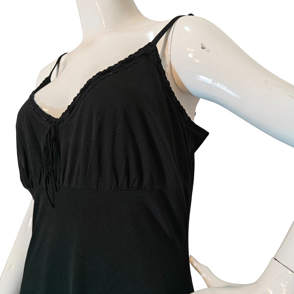 Esprit Black Lace Trim Slip Dress Midi Spaghetti Strap - Picture 2 of 6
